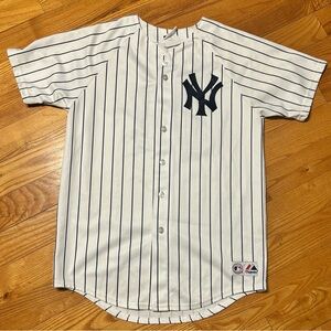 Majestic White and Black Striped Jersey